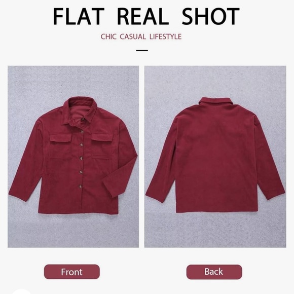 Burgundy button up shacket - Picture 6 of 6
